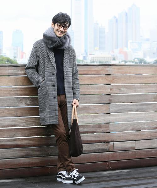 coen（コーエン）の「ウールブレンドグレンチェックチェスターコート