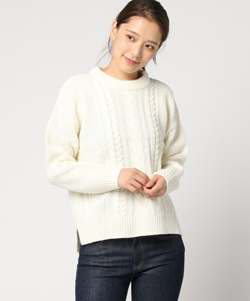 Honeys（ハニーズ）の「【洗濯機で洗える】ケーブル編プルオーバー