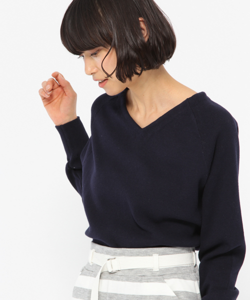 LAKOLE(ラコレ)の「【マシーンウォッシャブル】2WAYフルニードルニット / LAKOLE(ニット/セーター・レディース・オフホワイト/グレー/ネイビー/ライトブルー・MEDIUM/SMALL)」の4枚目の写真