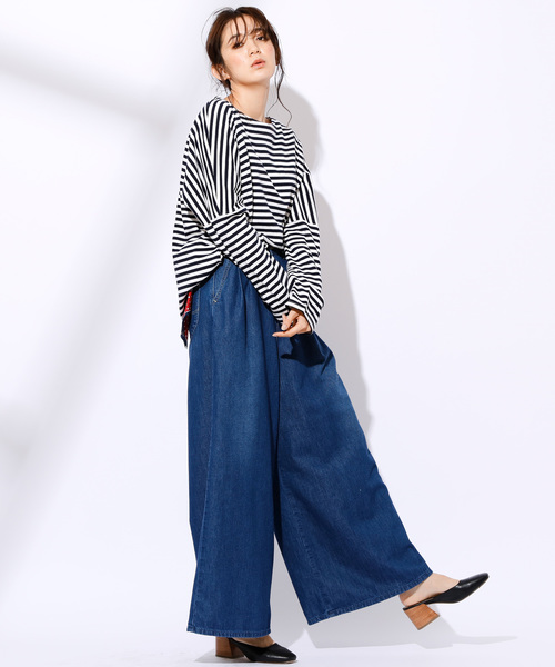 Lee(リー)の「【LEE/リー】WIDEPANTS/ワイドデニムパンツ(デニムパンツ・レディース・ライトブルー/ブルー・MEDIUM/SMALL)」の6枚目の写真