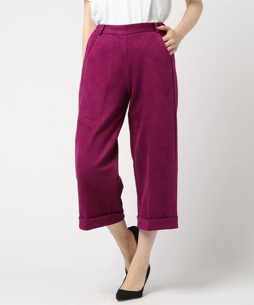 KOBE LETTUCE（コウベレタス）の「フェイクスエード裾折返しクロップド丈ワイドパンツ/レディース/ガウチョ/ボトムス[M1929]神戸レタス（その他パンツ・レディース・ブラック/ブラウン/カーキ/ピンク/アイボリー/マスタード/グレー系その他/ピンク系その他/ベージュ系その他2/チャコールグレー・FREE）」の13枚目の写真