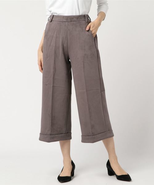 KOBE LETTUCE（コウベレタス）の「フェイクスエード裾折返しクロップド丈ワイドパンツ/レディース/ガウチョ/ボトムス[M1929]神戸レタス（その他パンツ・レディース・ブラック/ブラウン/カーキ/ピンク/アイボリー/マスタード/グレー系その他/ピンク系その他/ベージュ系その他2/チャコールグレー・FREE）」の20枚目の写真