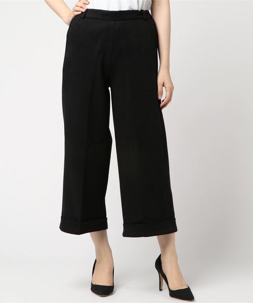 KOBE LETTUCE（コウベレタス）の「フェイクスエード裾折返しクロップド丈ワイドパンツ/レディース/ガウチョ/ボトムス[M1929]神戸レタス（その他パンツ・レディース・ブラック/ブラウン/カーキ/ピンク/アイボリー/マスタード/グレー系その他/ピンク系その他/ベージュ系その他2/チャコールグレー・FREE）」の2枚目の写真