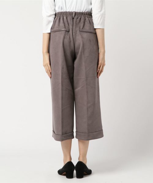 KOBE LETTUCE（コウベレタス）の「フェイクスエード裾折返しクロップド丈ワイドパンツ/レディース/ガウチョ/ボトムス[M1929]神戸レタス（その他パンツ・レディース・ブラック/ブラウン/カーキ/ピンク/アイボリー/マスタード/グレー系その他/ピンク系その他/ベージュ系その他2/チャコールグレー・FREE）」の12枚目の写真