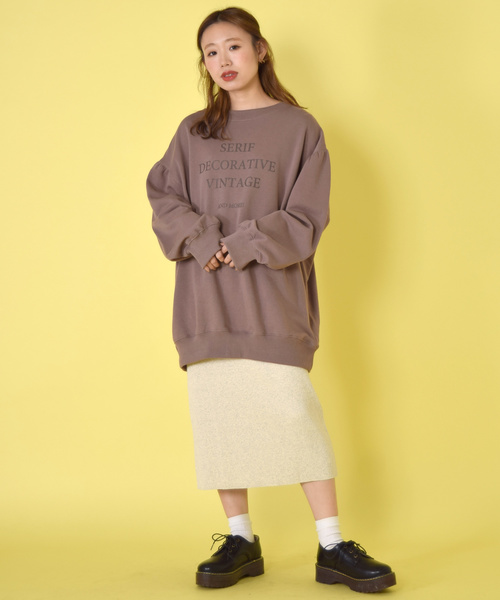 w closet（ダブルクローゼット）の「ロゴプリント入りボリューム袖スウェット（スウェット・レディース・サックスブルー/スモークグレー/グレー系その他・FREE）」の4枚目の写真