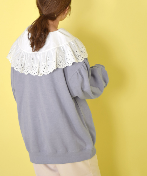 w closet（ダブルクローゼット）の「ロゴプリント入りボリューム袖スウェット（スウェット・レディース・サックスブルー/スモークグレー/グレー系その他・FREE）」の12枚目の写真