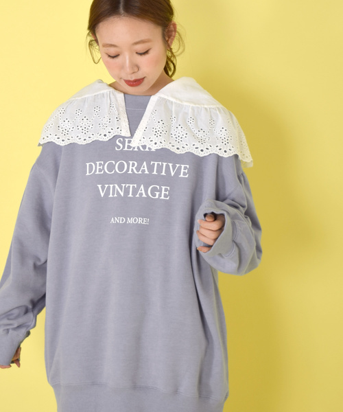 w closet（ダブルクローゼット）の「ロゴプリント入りボリューム袖スウェット（スウェット・レディース・サックスブルー/スモークグレー/グレー系その他・FREE）」の14枚目の写真