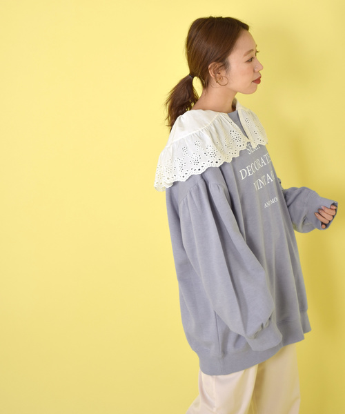 w closet（ダブルクローゼット）の「ロゴプリント入りボリューム袖スウェット（スウェット・レディース・サックスブルー/スモークグレー/グレー系その他・FREE）」の15枚目の写真