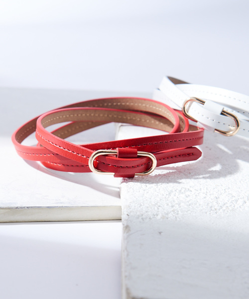 DISCOAT（ディスコート）の「スクエアピンレス細レザーベルト（ベルト・レディース・ブラック/ブラウン/ベージュ/レッド/ホワイト・FREE）」の5枚目の写真
