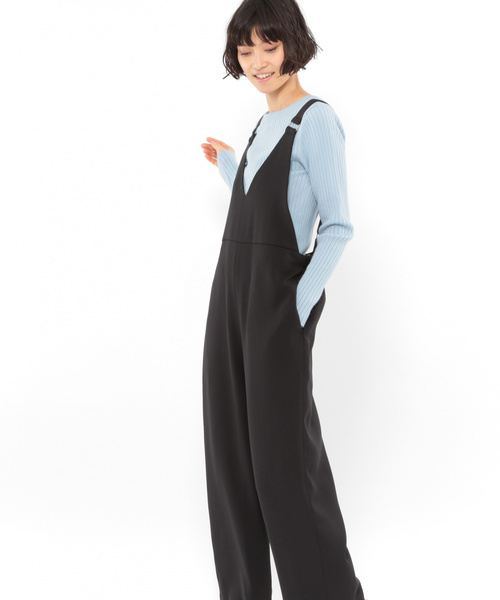 LAKOLE（ラコレ）の「ダブルクロスVネックサロペット / LAKOLE（サロペット/オーバーオール・レディース・ブラック/ベージュ・SMALL/MEDIUM）」の5枚目の写真