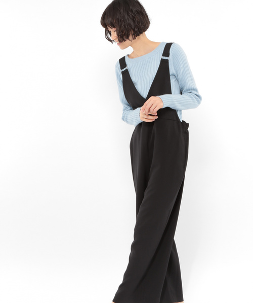 LAKOLE（ラコレ）の「ダブルクロスVネックサロペット / LAKOLE（サロペット/オーバーオール・レディース・ブラック/ベージュ・SMALL/MEDIUM）」の7枚目の写真