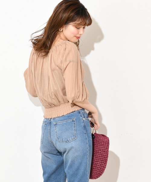 natural couture（ナチュラルクチュール）の「ドットドビーボリューム袖ブラウス（シャツ/ブラウス・レディース・ベージュ/オフホワイト/ミント/ピンクベージュ・FREE）」の3枚目の写真