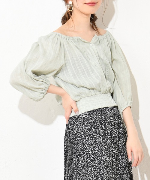 natural couture（ナチュラルクチュール）の「ドットドビーボリューム袖ブラウス（シャツ/ブラウス・レディース・ベージュ/オフホワイト/ミント/ピンクベージュ・FREE）」の12枚目の写真