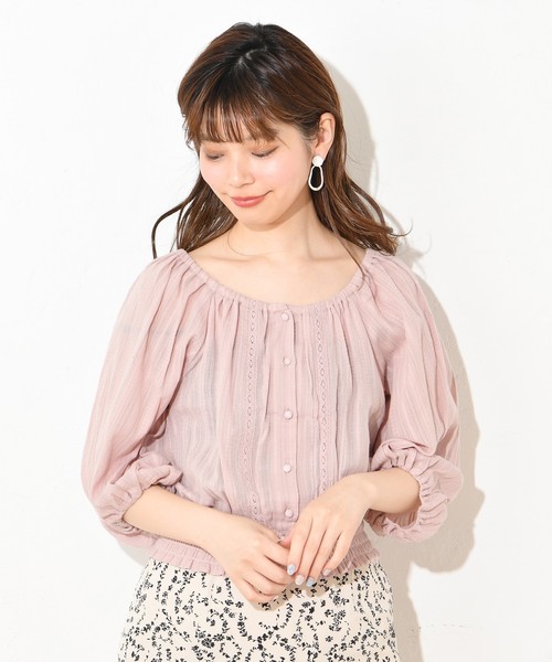 natural couture（ナチュラルクチュール）の「ドットドビーボリューム袖ブラウス（シャツ/ブラウス・レディース・ベージュ/オフホワイト/ミント/ピンクベージュ・FREE）」の17枚目の写真