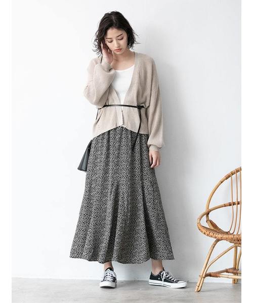 fifth（フィフス）の「小花柄ロングフレアスカート（スカート・レディース・ブラック/ホワイト・MEDIUM）」の10枚目の写真