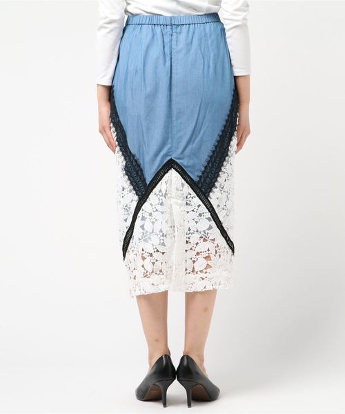 Narcissus(ナルシス)の「【Adonisis】ダンガリー&レーススカート(スカート・レディース・ホワイト/ブラック/ブルー・36)」の5枚目の写真