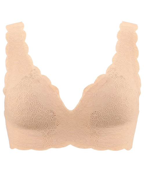 Sloggi(スロギー)の「レースタイプ(スロギーG057) カップ付きハーフトップ sloggi G057 N-Top(ブラジャー・レディース・ライトブルー/ライトベージュ・M/L/S)」の1枚目の写真