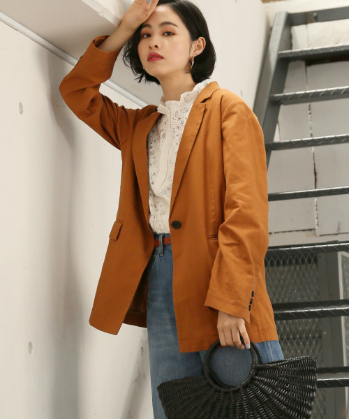 LOWRYS FARM（ローリーズファーム）の「アサコンＳＥＴＵＰ／ジャケット　838537（テーラードジャケット・レディース・ブラウン/アイボリー/グリーン・FREE）」の3枚目の写真