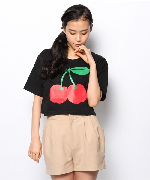 WEGO(ウィゴー)の「WEGO/フルーツ柄クロップドTシャツ(Tシャツ/カットソー・レディース・オフホワイト/ブラック/その他1/その他2・FREE)」の13枚目の写真