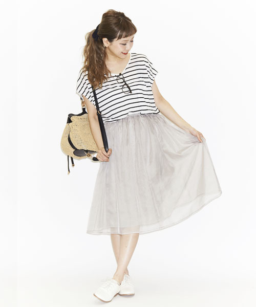 Another Edition(アナザーエディション)の「AE hello LAYER SK ◆(スカート・レディース・オリーブ/ライトブルー・フリー)」の4枚目の写真