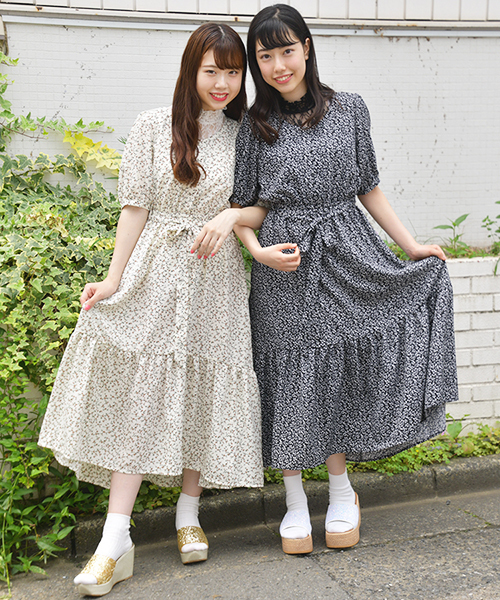 PairPair（ペアペア）の「花柄ティアードワンピース（ワンピース・レディース・アイボリー/ブラック・FREE）」の2枚目の写真