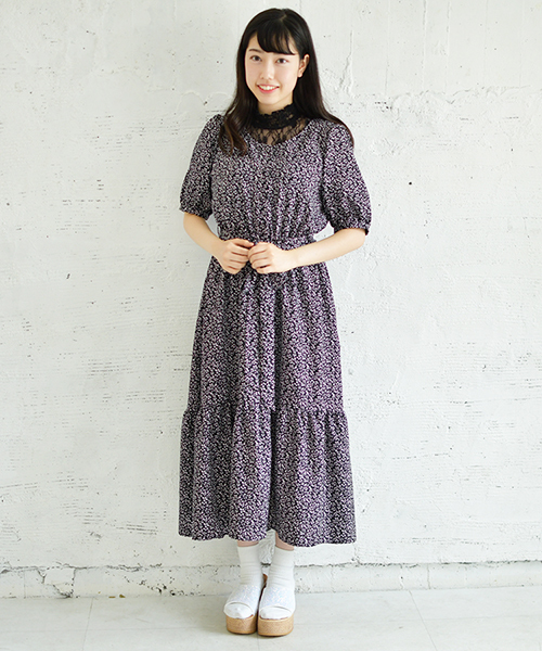 PairPair（ペアペア）の「花柄ティアードワンピース（ワンピース・レディース・アイボリー/ブラック・FREE）」の6枚目の写真