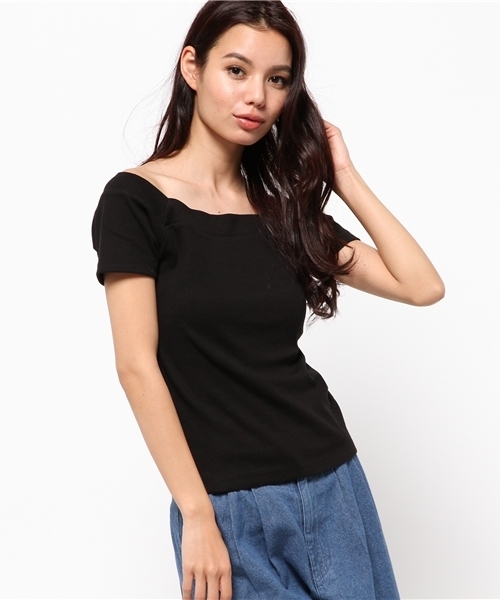 ROSE BUD（ローズバッド）の「LCTT-141152 OFFSHOULDER TOPS（Tシャツ/カットソー・レディース・ネイビー/ブラック/レッド/オフホワイト/ブラック系その他・ONE SIZE）」の3枚目の写真