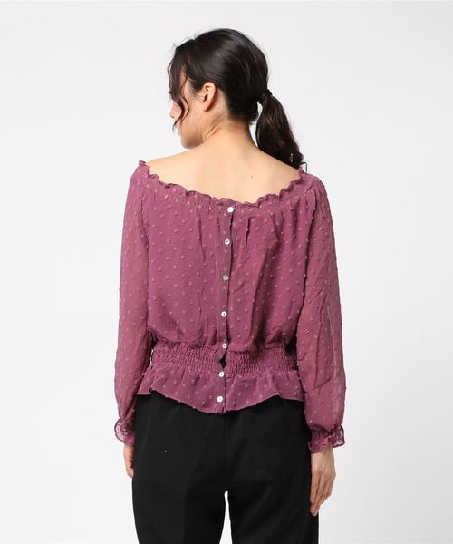 flower（フラワー）の「ニュアンスドットブラウス（シャツ/ブラウス・レディース・ブラック/パープル/アイボリー・FREE）」の5枚目の写真