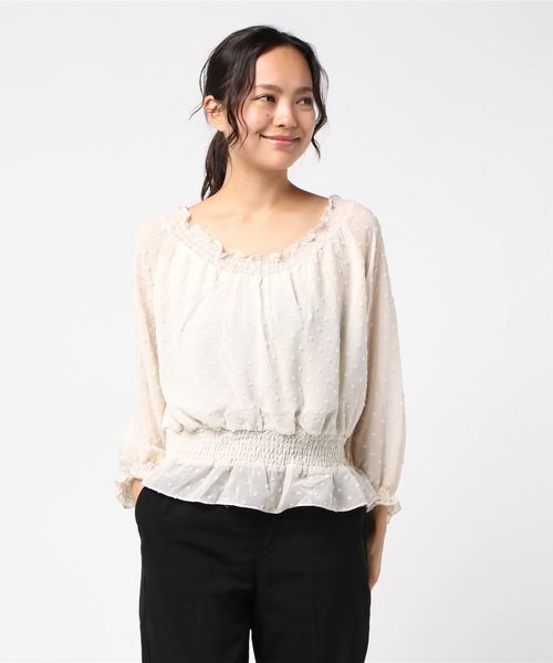 flower（フラワー）の「ニュアンスドットブラウス（シャツ/ブラウス・レディース・ブラック/パープル/アイボリー・FREE）」の9枚目の写真