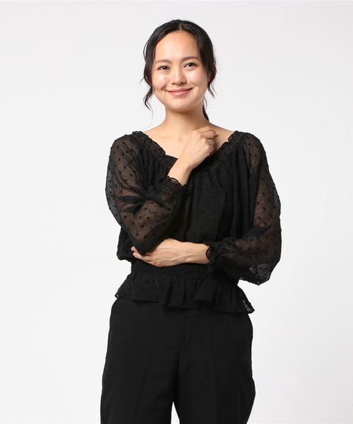 flower（フラワー）の「ニュアンスドットブラウス（シャツ/ブラウス・レディース・ブラック/パープル/アイボリー・FREE）」の8枚目の写真