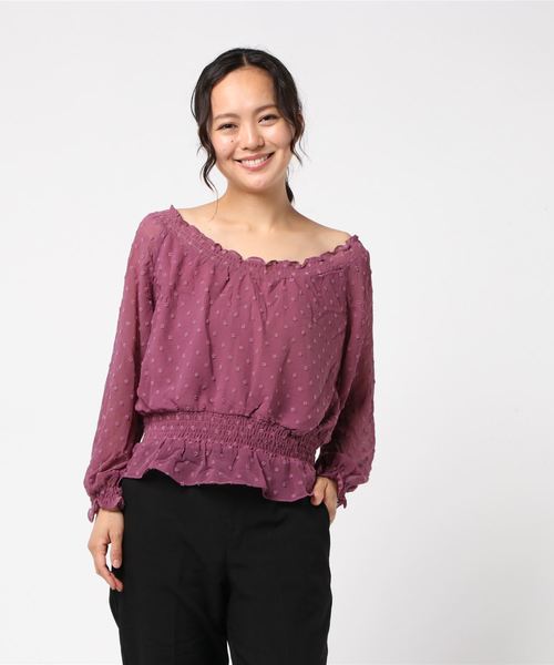 flower（フラワー）の「ニュアンスドットブラウス（シャツ/ブラウス・レディース・ブラック/パープル/アイボリー・FREE）」の7枚目の写真