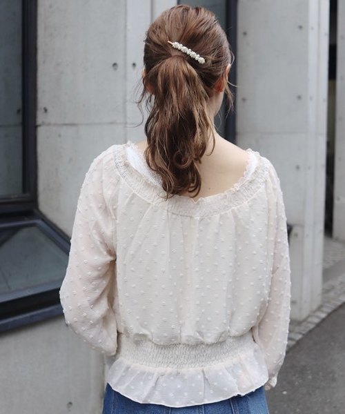 flower（フラワー）の「ニュアンスドットブラウス（シャツ/ブラウス・レディース・ブラック/パープル/アイボリー・FREE）」の6枚目の写真