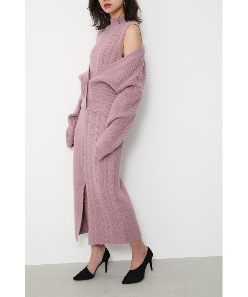 ミックスケーブルニットワンピース ワンピース Rienda リエンダ のファッション ワンピース セール