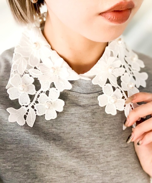 Narcissus（ナルシス）の「【Narcissu】パールフラワー付け襟（付け襟・レディース・ホワイト・FREE）」の7枚目の写真