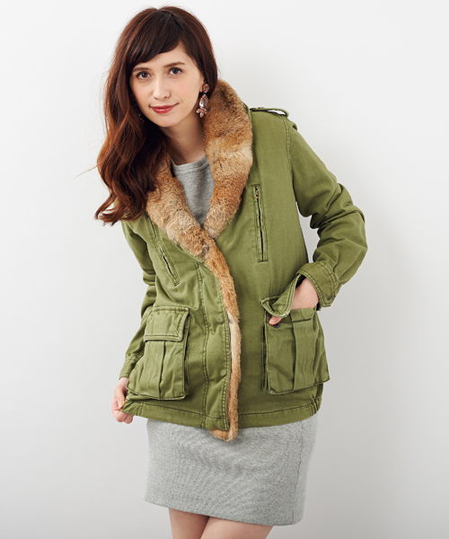 Another Edition（アナザーエディション）の「【展開店舗限定】ae SWL RABBIT CT（ミリタリージャケット・レディース・ベージュ/オリーブ・SMALL/MEDIUM）」の12枚目の写真