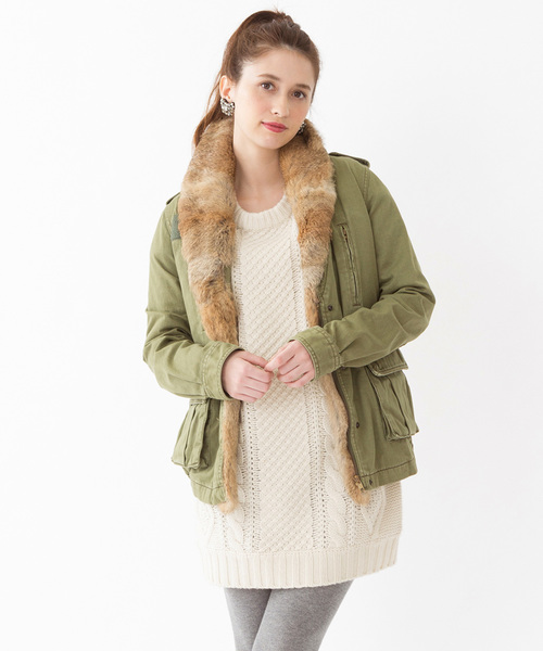 Another Edition（アナザーエディション）の「【展開店舗限定】ae SWL RABBIT CT（ミリタリージャケット・レディース・ベージュ/オリーブ・SMALL/MEDIUM）」の19枚目の写真