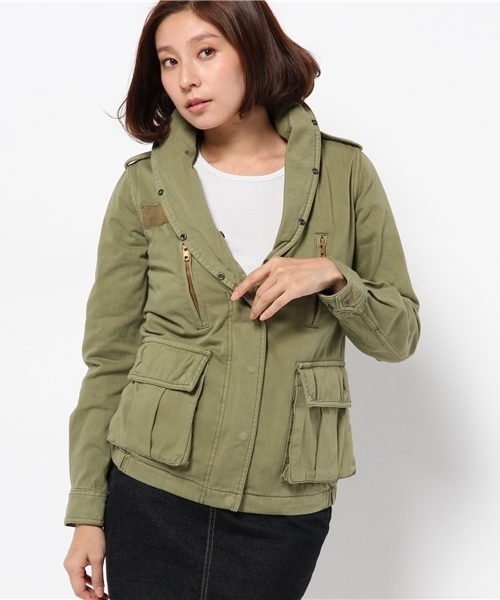 Another Edition（アナザーエディション）の「【展開店舗限定】ae SWL RABBIT CT（ミリタリージャケット・レディース・ベージュ/オリーブ・SMALL/MEDIUM）」の21枚目の写真