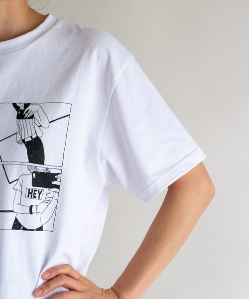 ottilie(オティーリエ)の「4コマプリントTシャツ(Tシャツ/カットソー・レディース・オフホワイト/モカ・FREE)」の8枚目の写真