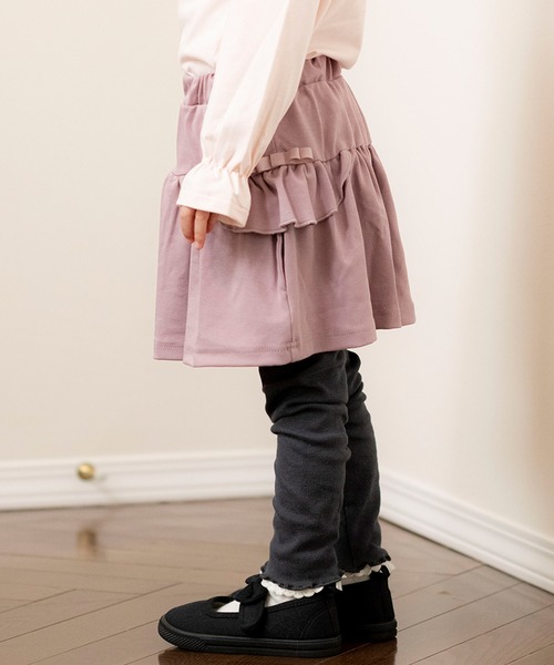 Catherine Cottage（キャサリンコテージ）の「ポケット付きフリルスカッツ（スカート・キッズ・杢グレー/グレー/ブラック/ネイビー/ライラック/ピンク・130/140/120/100/110/150）」の5枚目の写真