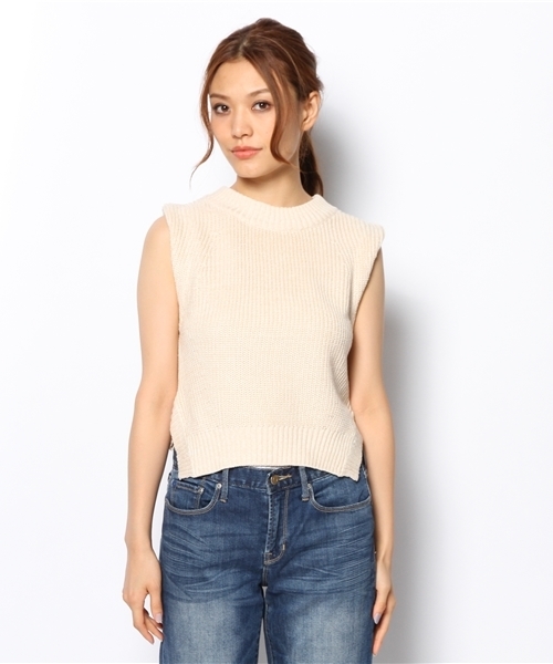 DISCOAT(ディスコート)の「【Discoat】5G両畦ハイネックベスト(ニット/セーター・レディース・オフホワイト/グレー/ネイビー・フリ-)」の4枚目の写真