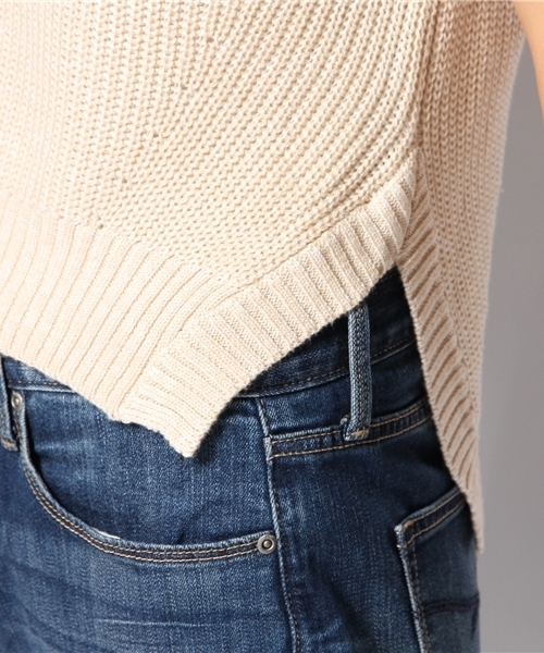 DISCOAT(ディスコート)の「【Discoat】5G両畦ハイネックベスト(ニット/セーター・レディース・オフホワイト/グレー/ネイビー・フリ-)」の10枚目の写真