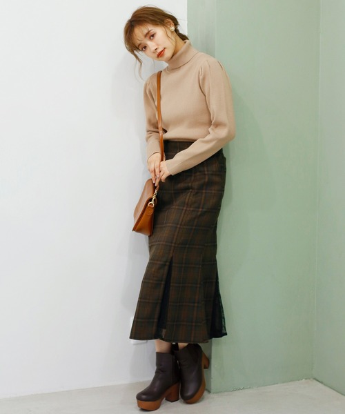 one after another NICE CLAUP（ワンアフターアナザーナイスクラップ）の「レースドッキングフレアスカート（スカート・レディース・ブラック/ブラウン系その他/ベージュ系その他/ネイビー・FREE）」の9枚目の写真