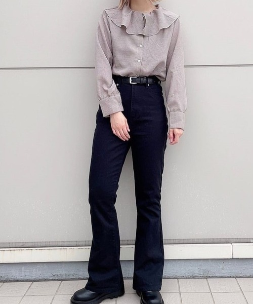 セール Wego ハイウエストデニムフレアパンツ デニムパンツ Wego ウィゴー のファッション通販 Zozotown