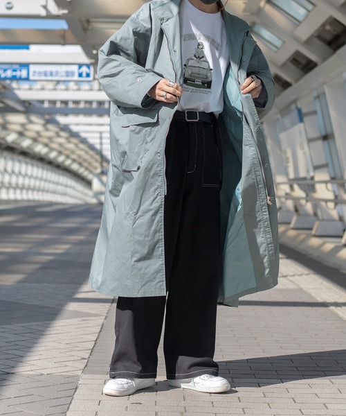 kutir(クティール)の「スタンドカラーオーバーコート(その他アウター・メンズ・ブラック/オフホワイト/サックスブルー/グレイッシュベージュ・MEDIUM/LARGE)」の4枚目の写真