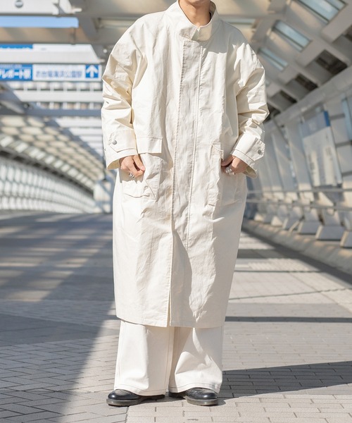 kutir(クティール)の「スタンドカラーオーバーコート(その他アウター・メンズ・ブラック/オフホワイト/サックスブルー/グレイッシュベージュ・MEDIUM/LARGE)」の5枚目の写真