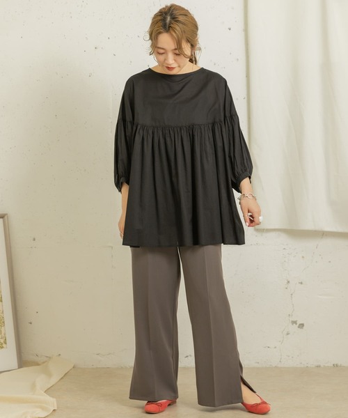 ITEMS URBANRESEARCH（アイテムズ アーバンリサーチ）の「センタープレスパンツ（その他パンツ・レディース・ブラック/ベージュ/パープル/ブルー・FREE）」の8枚目の写真