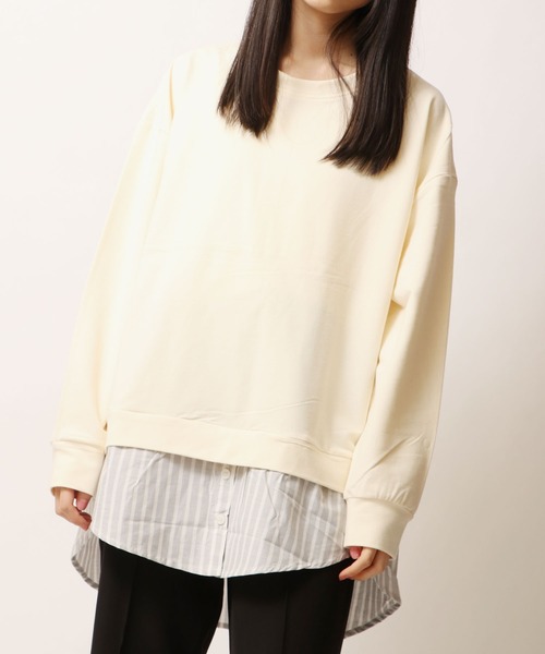 FUNALIVE(ファンアライブ)の「【je crois soi】レイヤード風 長袖カットソー(Tシャツ/カットソー・レディース・ネイビー/グレー/オフホワイト・M~L/L~LL)」の6枚目の写真