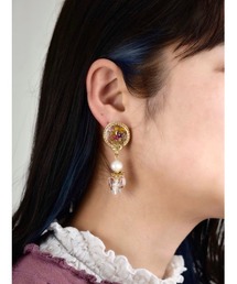【chiguhagu】お花×ハートビーズピアス (MA)