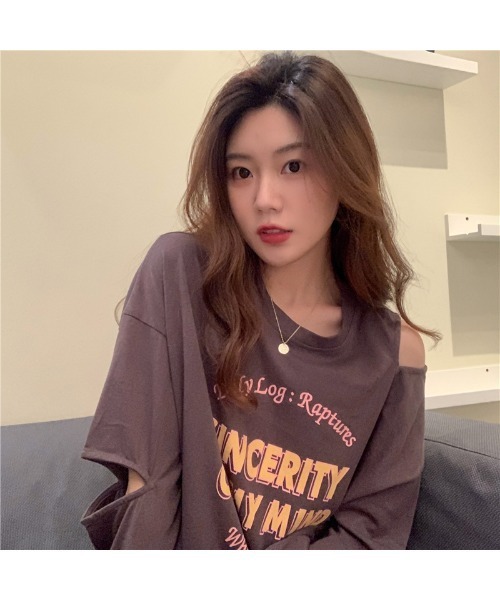 DEVICE（デバイス）の「肩出し 穴あきロンT（Tシャツ/カットソー