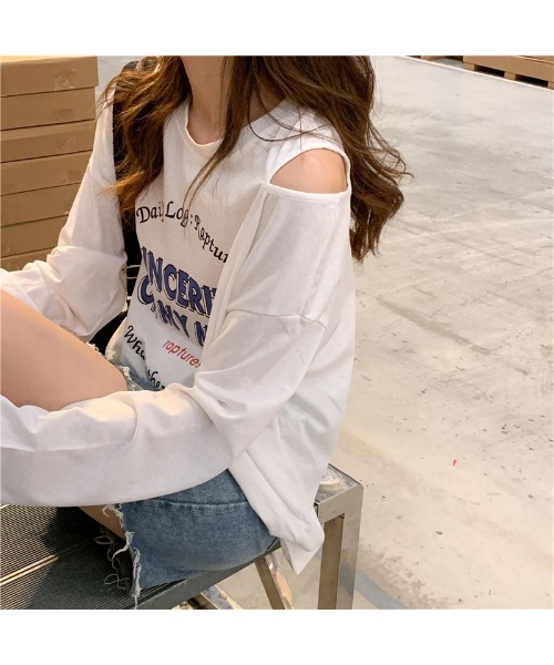 DEVICE（デバイス）の「肩出し 穴あきロンT（Tシャツ/カットソー